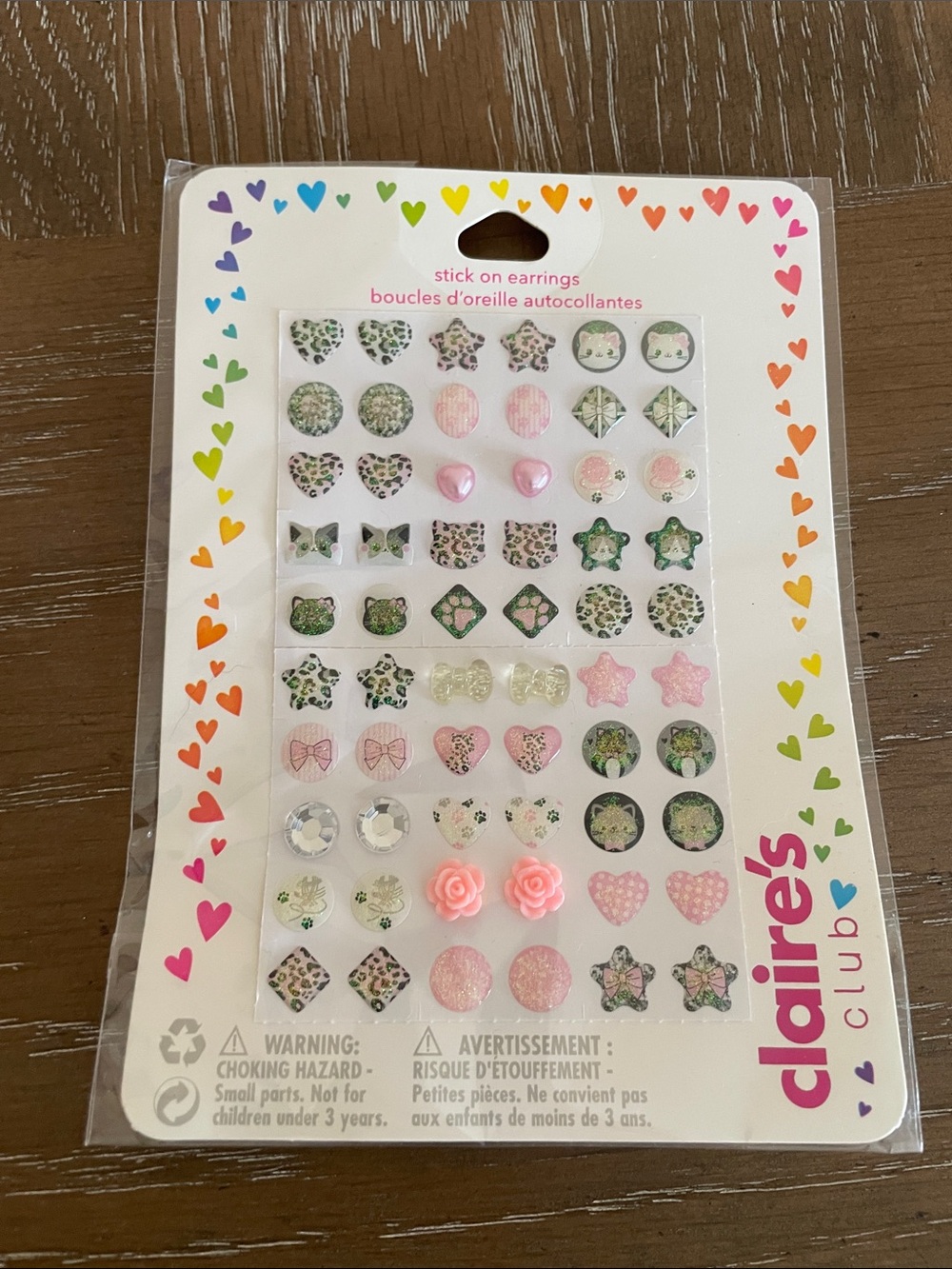 💖 Pick three $15 a Claire's Kids Pink and Green Stick-On Earrings - 30 Pairs